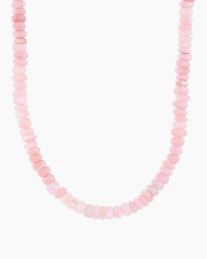 Gold Pink Peruvian Opal Necklace