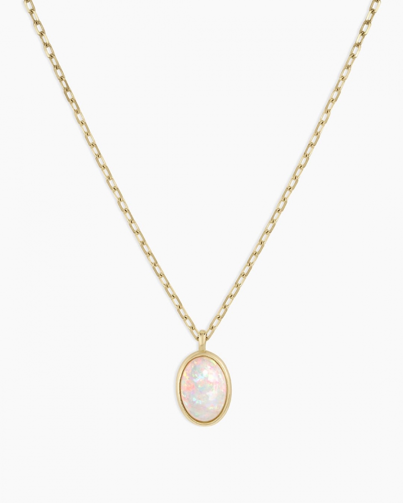 Opal Oval Charm Necklace