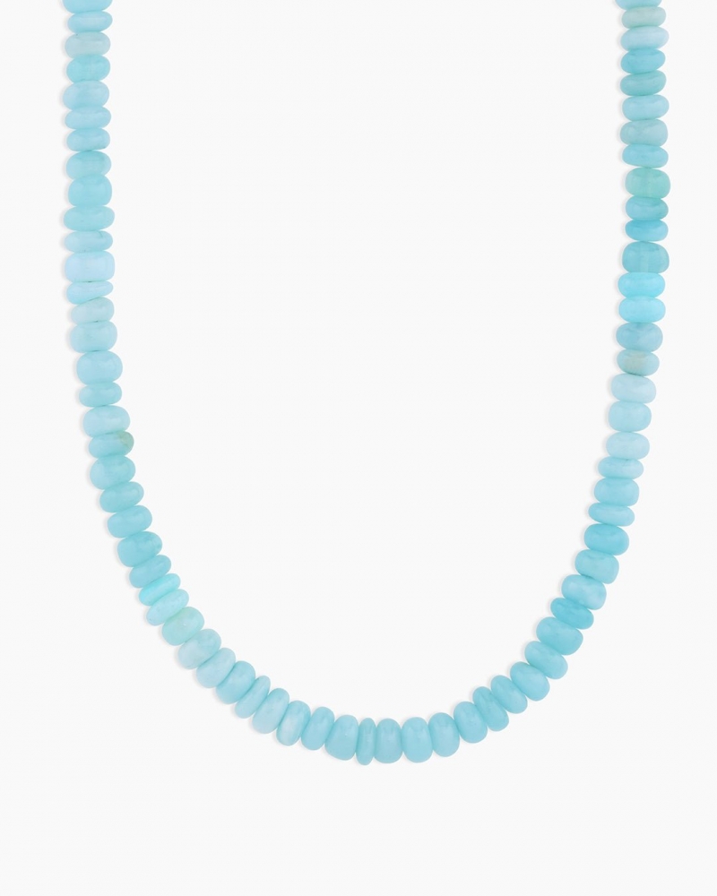 Gold Blue Peruvian Opal Necklace